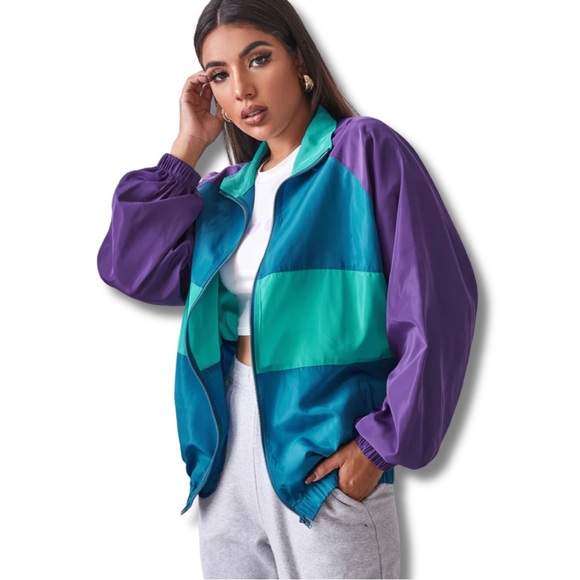 Colour Block Wind Breaker Fall Jacket Sz. Medium - Picture 3 of 8